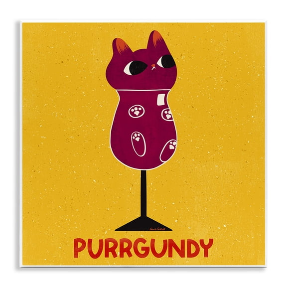 Stupell Industries Purrgundy Cat Wine Animals Painting Unframed Art Print Wall Art, 12 x 12
