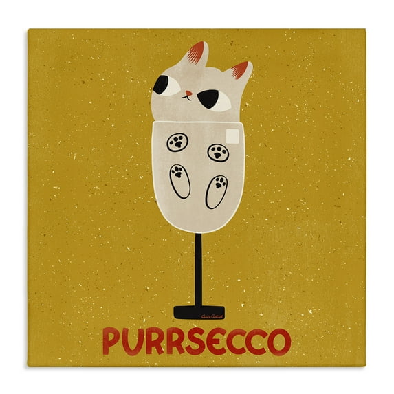 Stupell Industries Purrsecco Cat Wine Animals Painting Wrapped Canvas Canvas Art Print Wall Art, 36 x 36