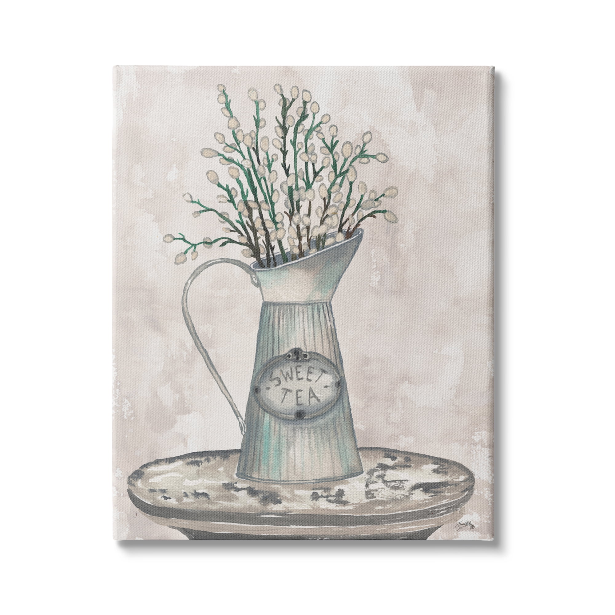 Stupell Industries Pussy Willow Botanicals Sweet Tea Country Jar Painting, 16 x 20, Design by Elizabeth Medley