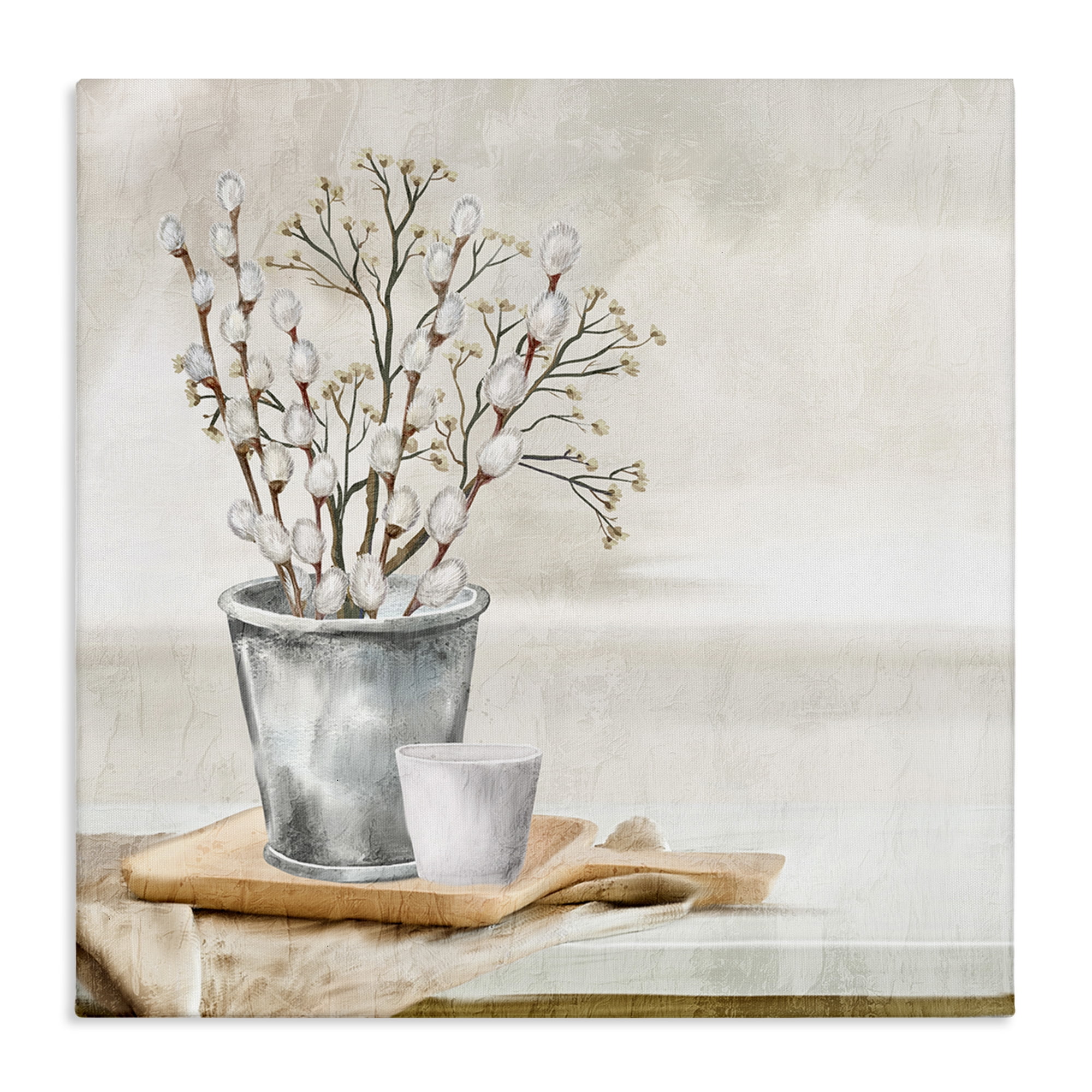 Stupell Industries Pussy Willow Still Life Botanical & Floral Painting Gallery Wrapped Canvas Art Print Wall Art, 36 x 36