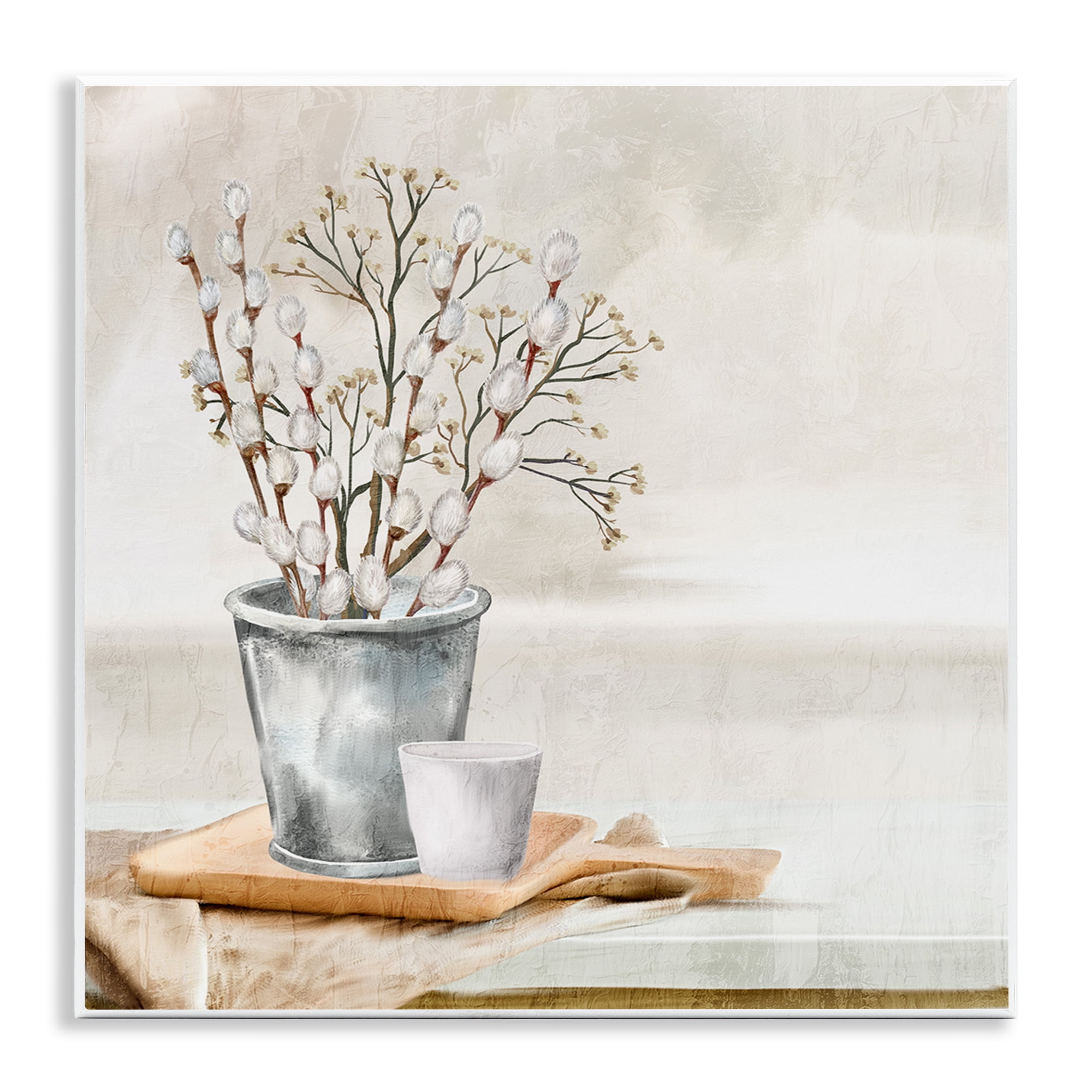 Stupell Industries Pussy Willow Still Life Botanical & Floral Painting Unframed Art Print Wall Art, 12 x 12