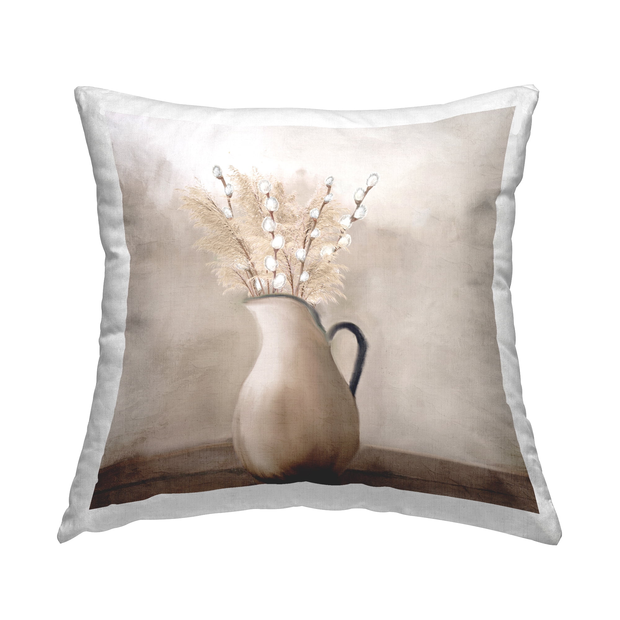 Stupell Industries Pussy Willow Still Life Decorative Printed Throw Pillow, 18 x 18