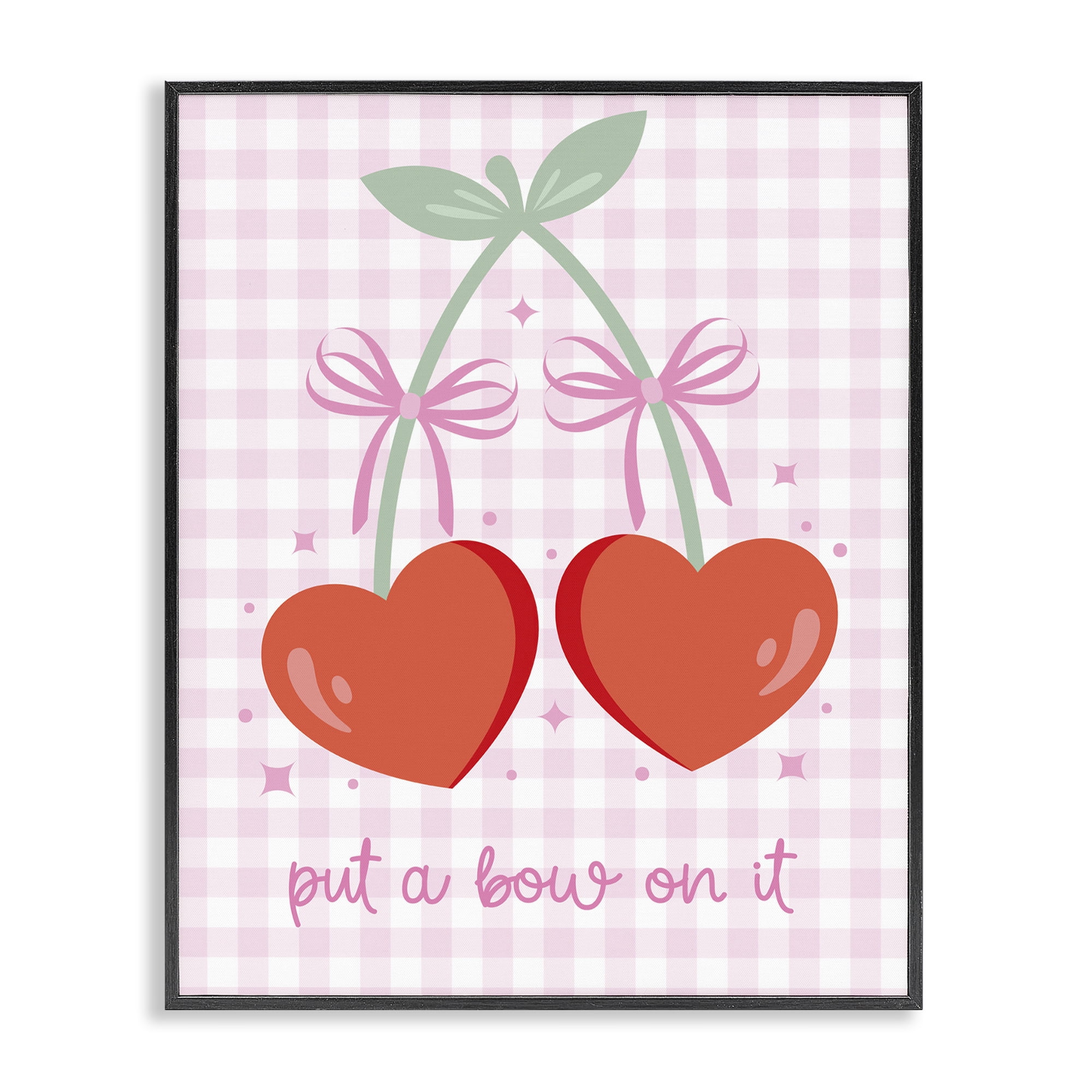 Stupell Industries Put A Bow On It Cherries Food & Beverage Painting Black Framed Art Print Wall Art, 11 x 14