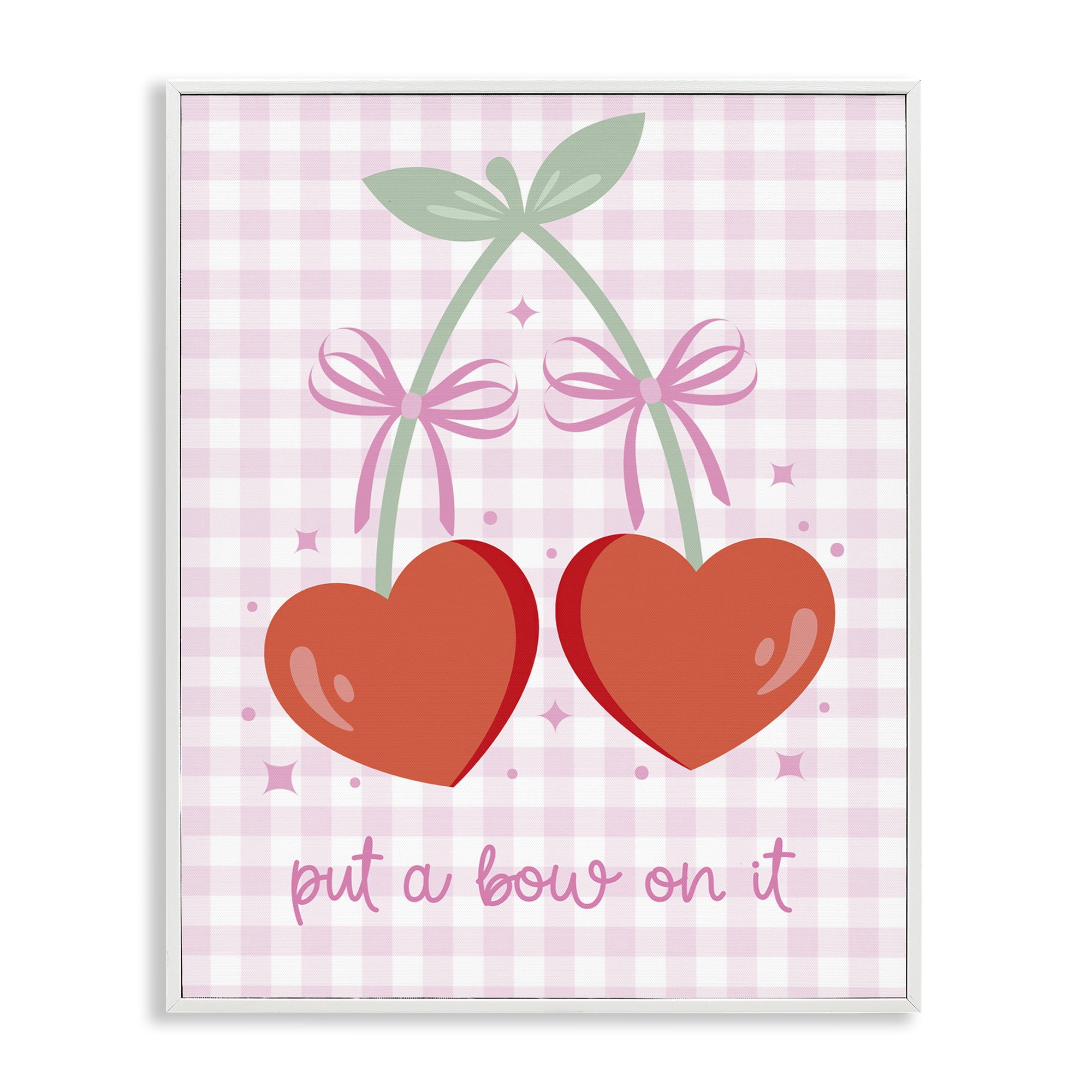Stupell Industries Put A Bow On It Cherries Food & Beverage Painting White Framed Art Print Wall Art, 16 x 20