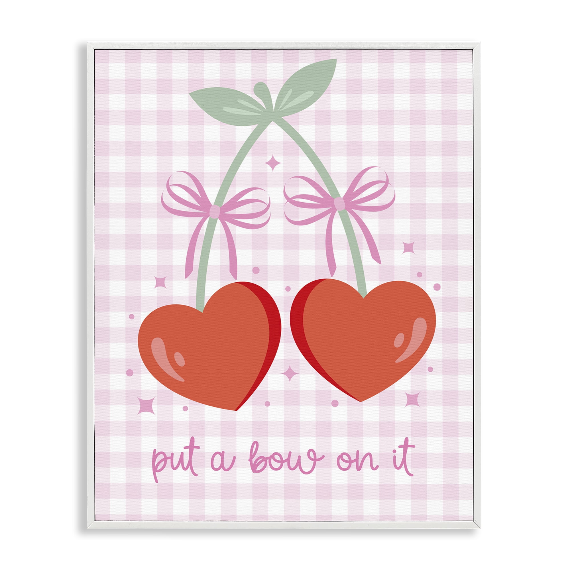 Stupell Industries Put A Bow On It Cherries Food & Beverage Painting White Framed Art Print Wall Art, 24 x 30