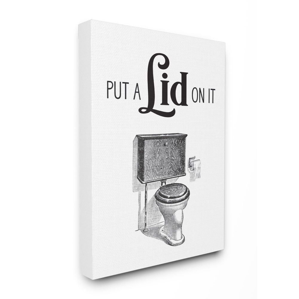 Stupell Industries Put A Lid On It Toilet Bathroom Word Design Canvas Wall Art by Lettered and Lined
