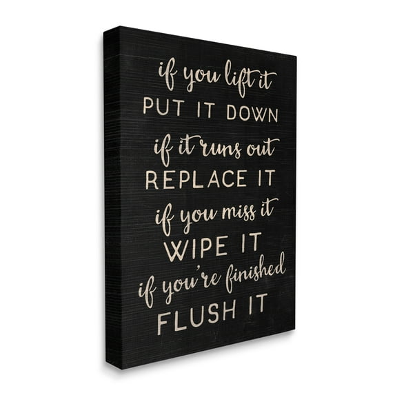 Stupell Industries Put It Down Bathroom Family Wood Texture Word Design Canvas Wall Art by Daphne Polselli