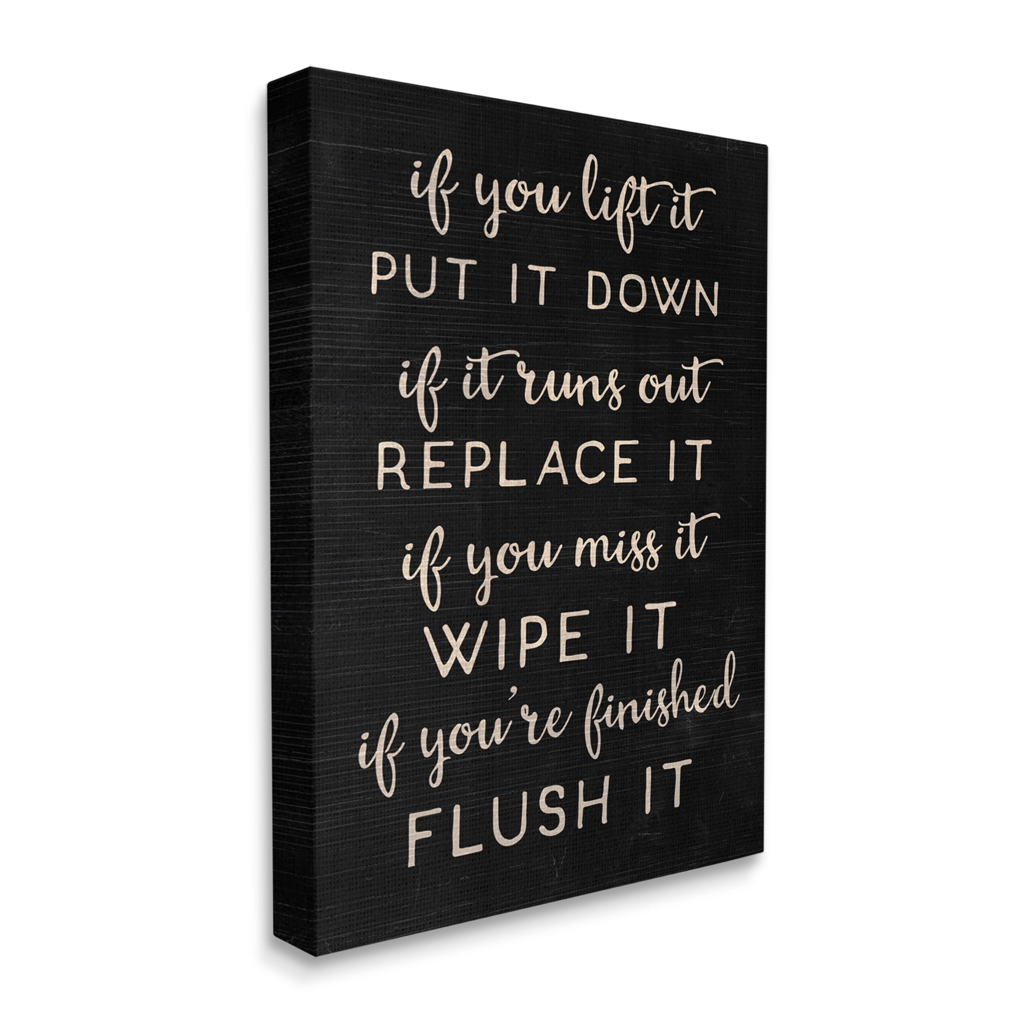 Stupell Industries Put It Down Bathroom Family Wood Texture Word Design Canvas Wall Art by Daphne Polselli