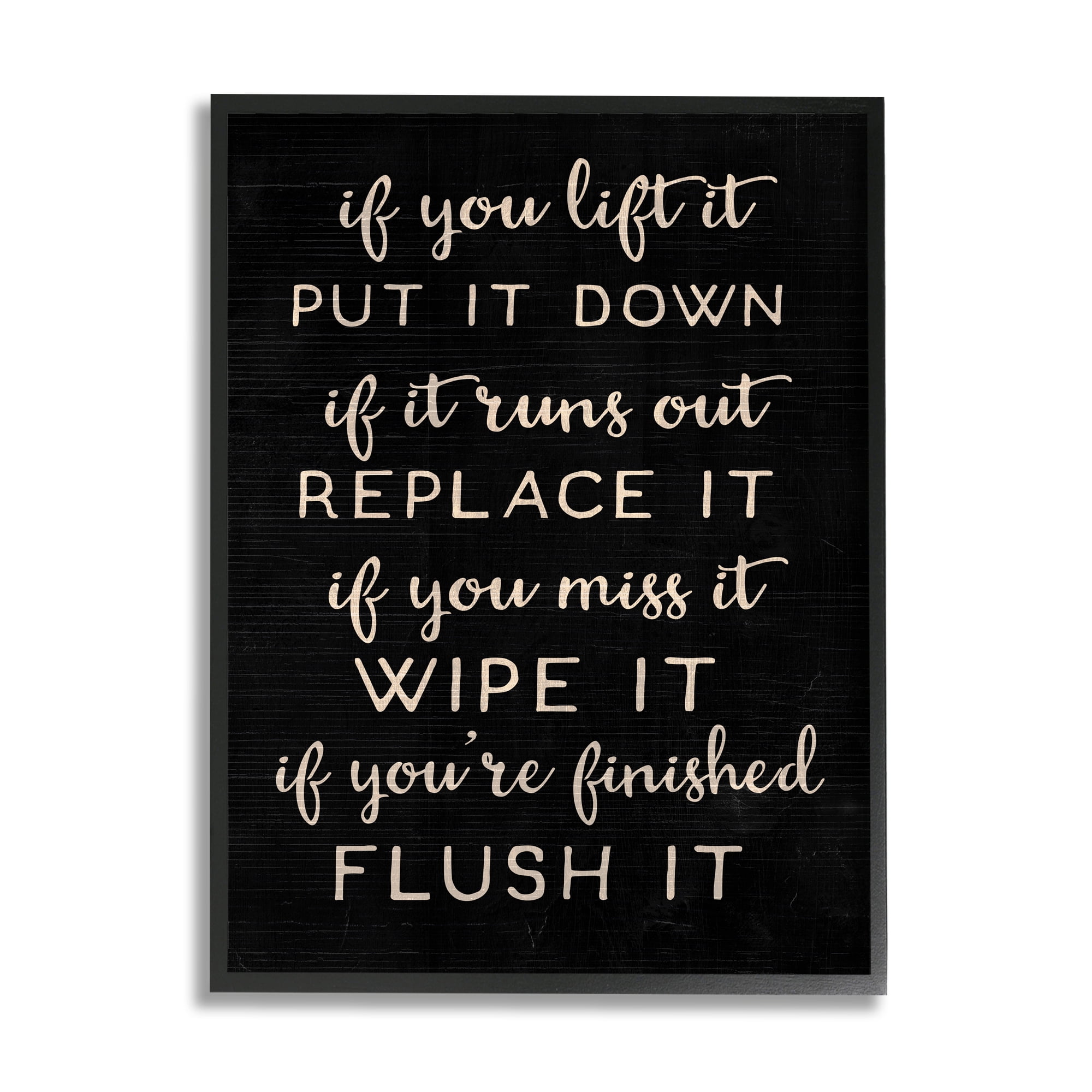 Stupell Industries Put It Down Bathroom Family Wood Texture Word Design Framed Wall Art by Daphne Polselli