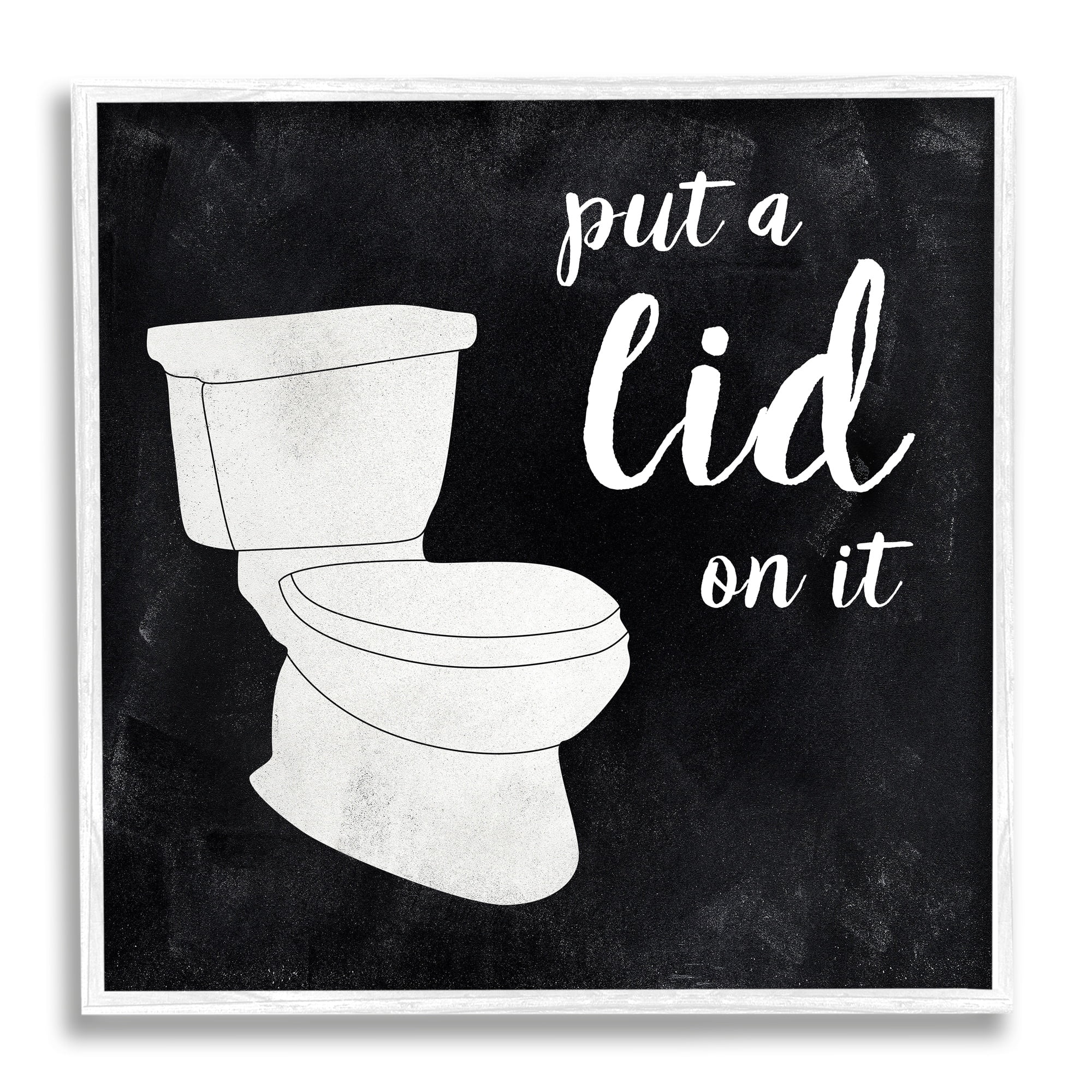 Stupell Industries Put Lid On It Humorous Bathroom Toilet Phrase Graphic Art White Framed Art Print Wall Art, Design by CAD Designs