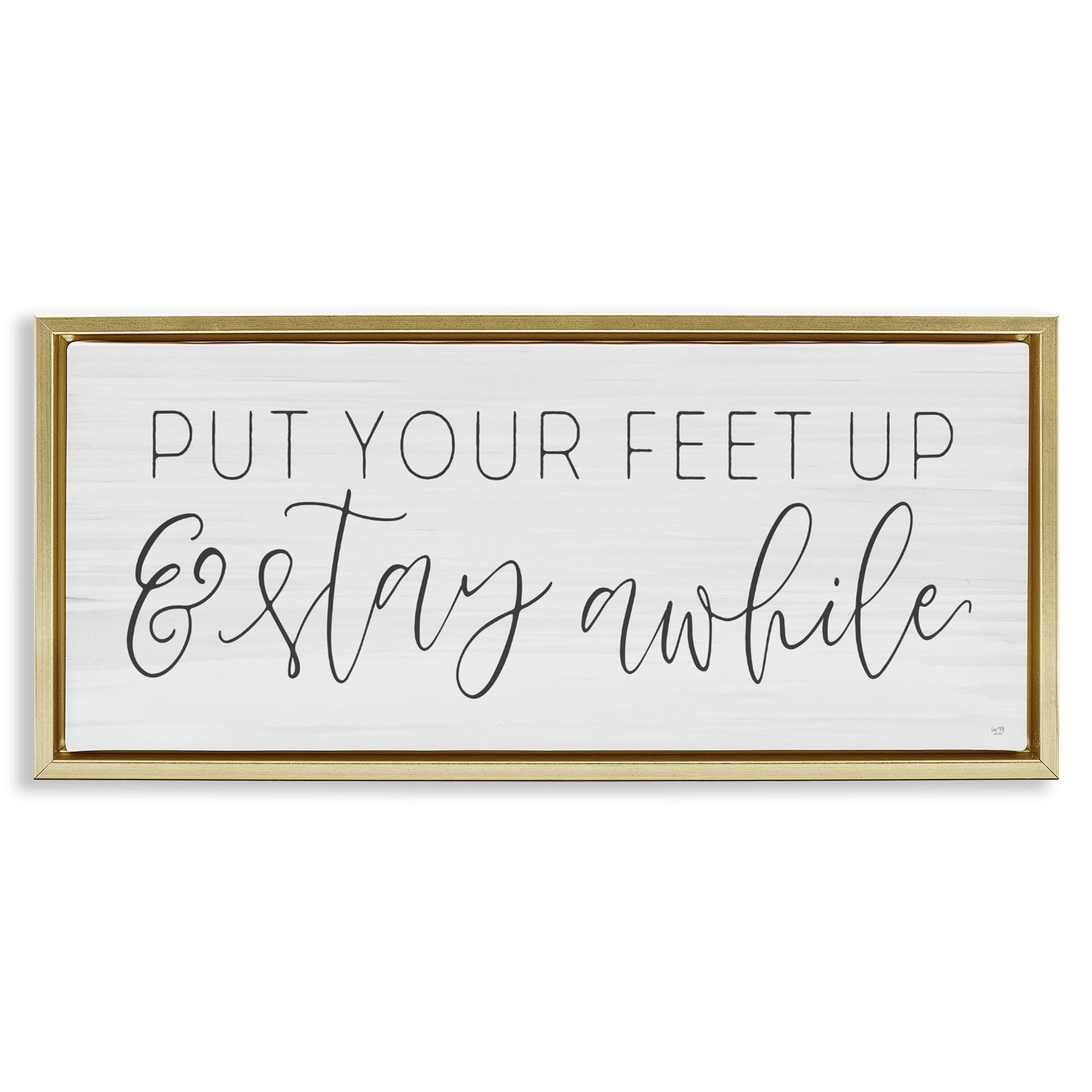 Stupell Industries Put Your Feet Up Gold Framed Floater Canvas Wall Art, design by Lux + Me Designs