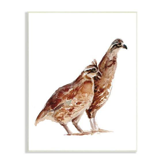 Stupell Industries Quail Bird Pair Children's Nursery Watercolor Painting Wildlife, 10 x 15,Design by Fox Hollow Studios