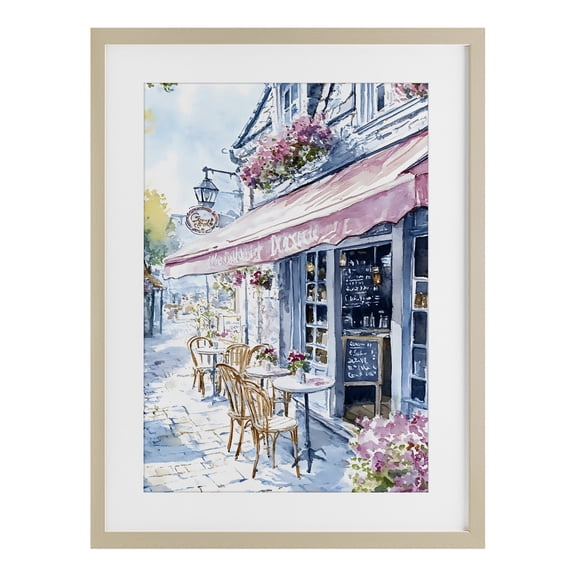 Stupell Industries Quaint Cafe in Pastel Birch Framed Print Under Glass design by LSR Creative Studio, 23 x 17