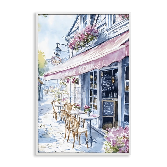 Stupell Industries Quaint Cafe in Pastel White Framed Giclee Art design by LSR Creative Studio, 30 x 20