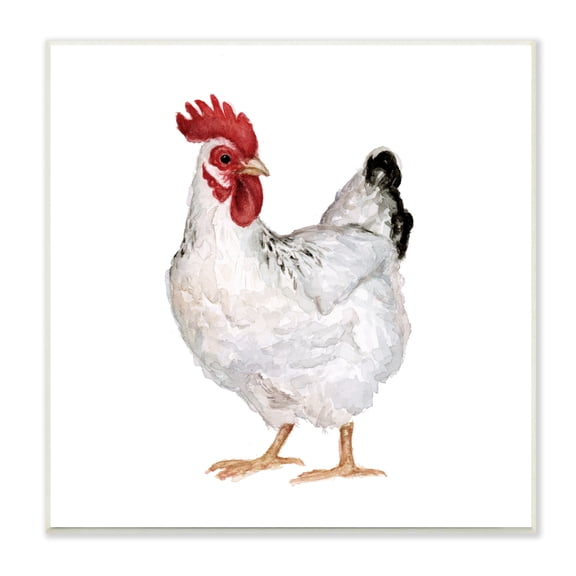 Stupell Industries Quaint Chicken Watercolor Painting Farm Hen Portrait, 12 x 12,Design by Fox Hollow Studios