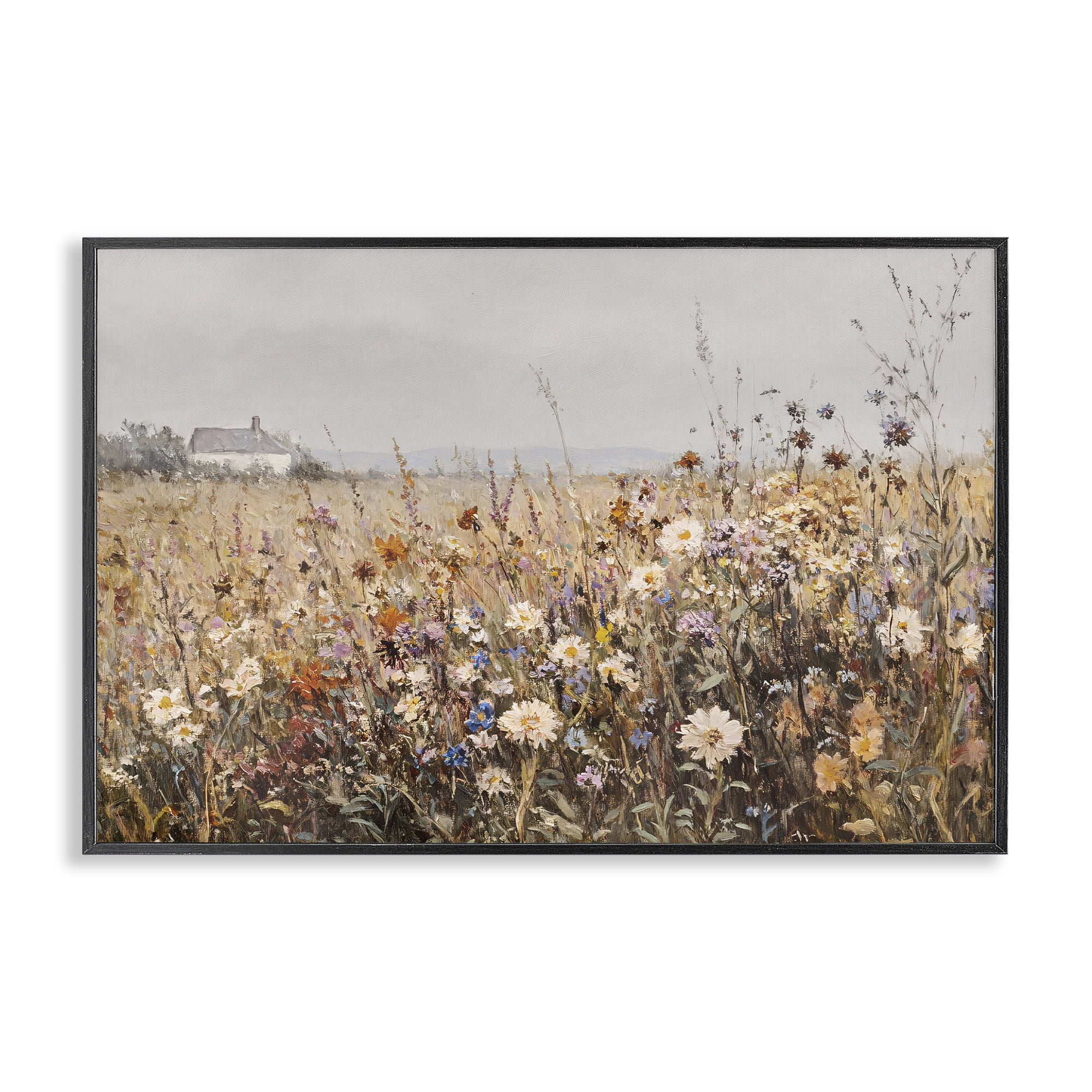 Stupell Industries Quaint Cottage Meadow Black Framed Giclee Art, design by Jacky Ngan