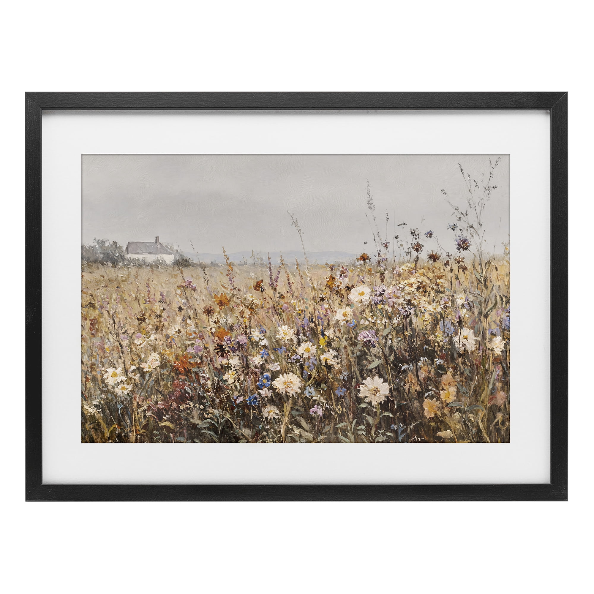 Stupell Industries Quaint Cottage Meadow Black Framed Print Under Glass, design by Jacky Ngan