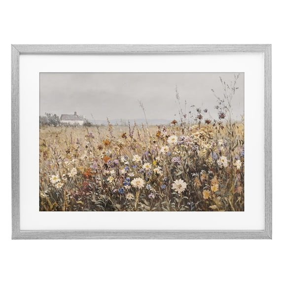 Stupell Industries Quaint Cottage Meadow Gray Framed Print Under Glass, design by Jacky Ngan
