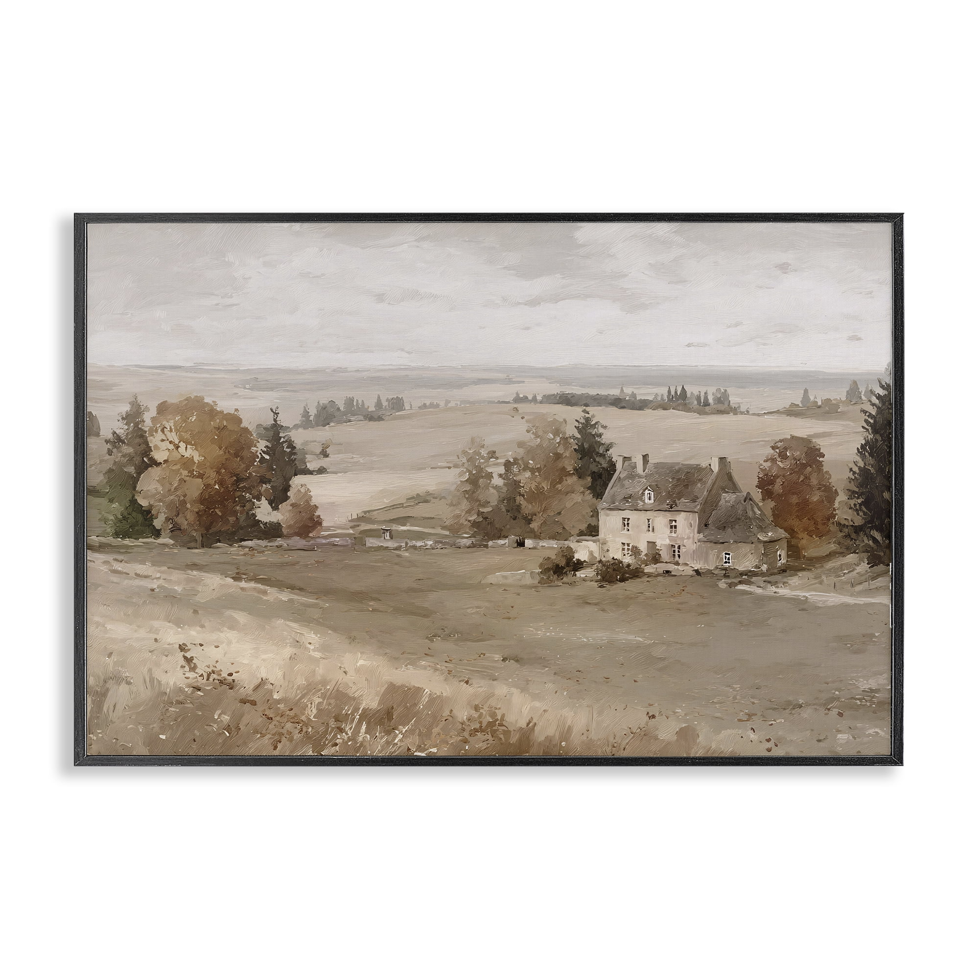 Stupell Industries Quaint Cottage in Countryside Black Framed Giclee Art, design by Jacky Ngan