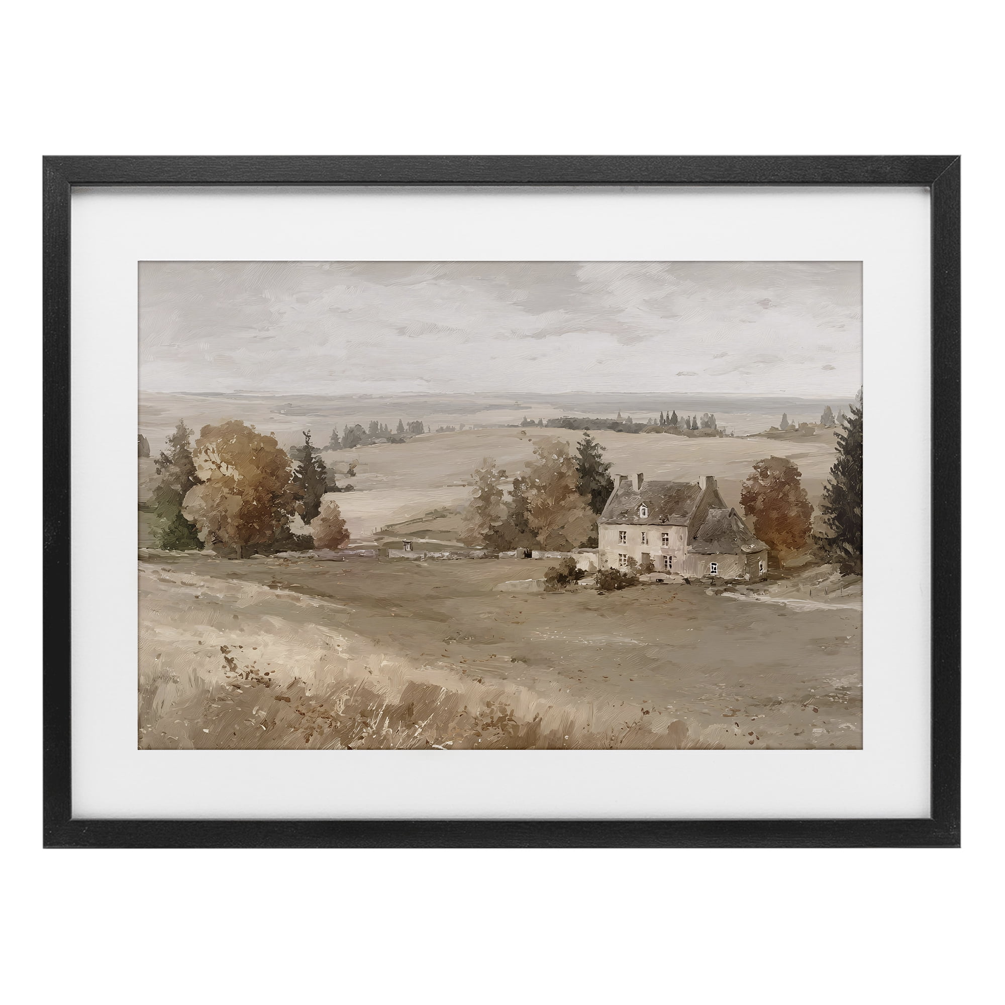 Stupell Industries Quaint Cottage in Countryside Black Framed Print Under Glass, design by Jacky Ngan