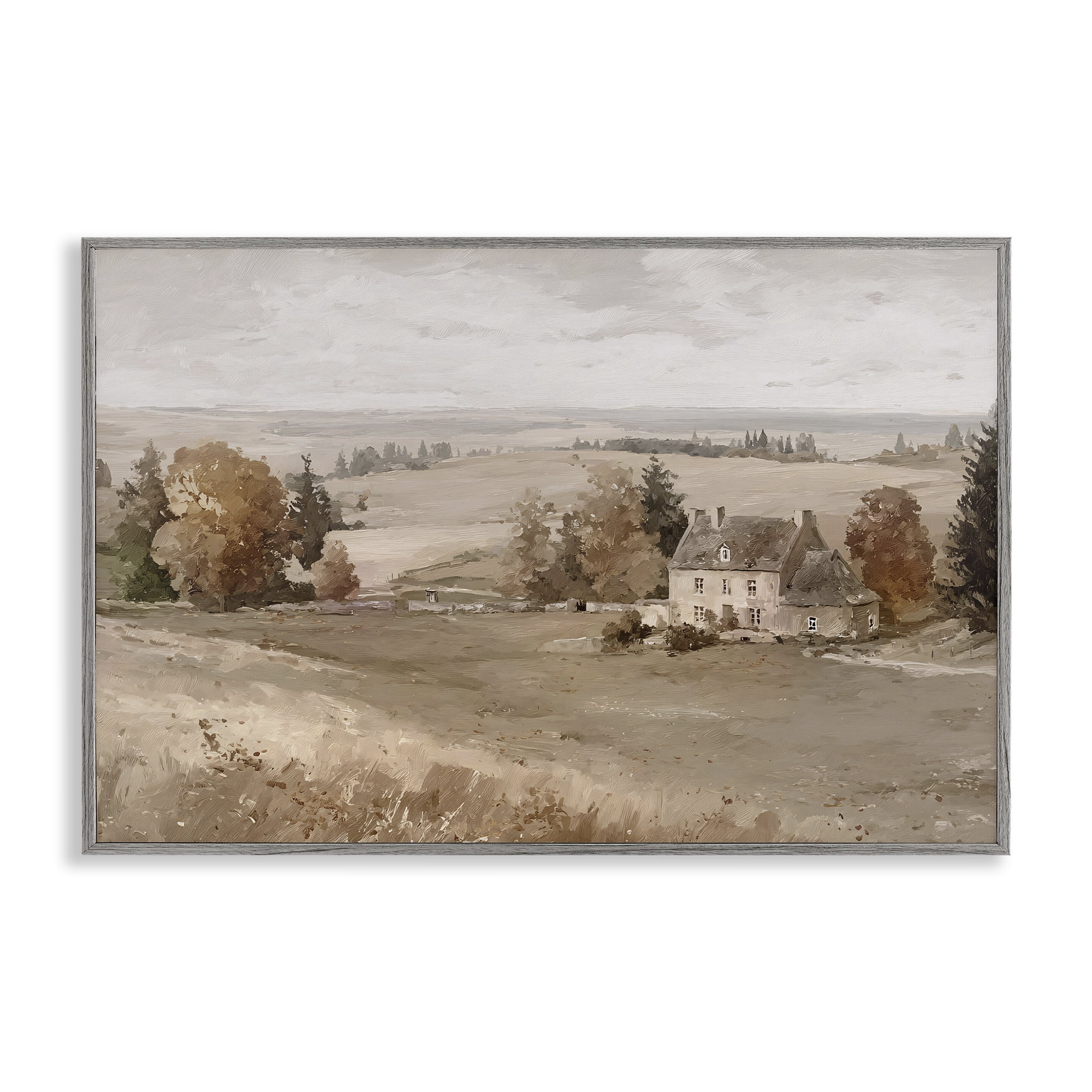 Stupell Industries Quaint Cottage in Countryside Gray Framed Giclee Art, design by Jacky Ngan