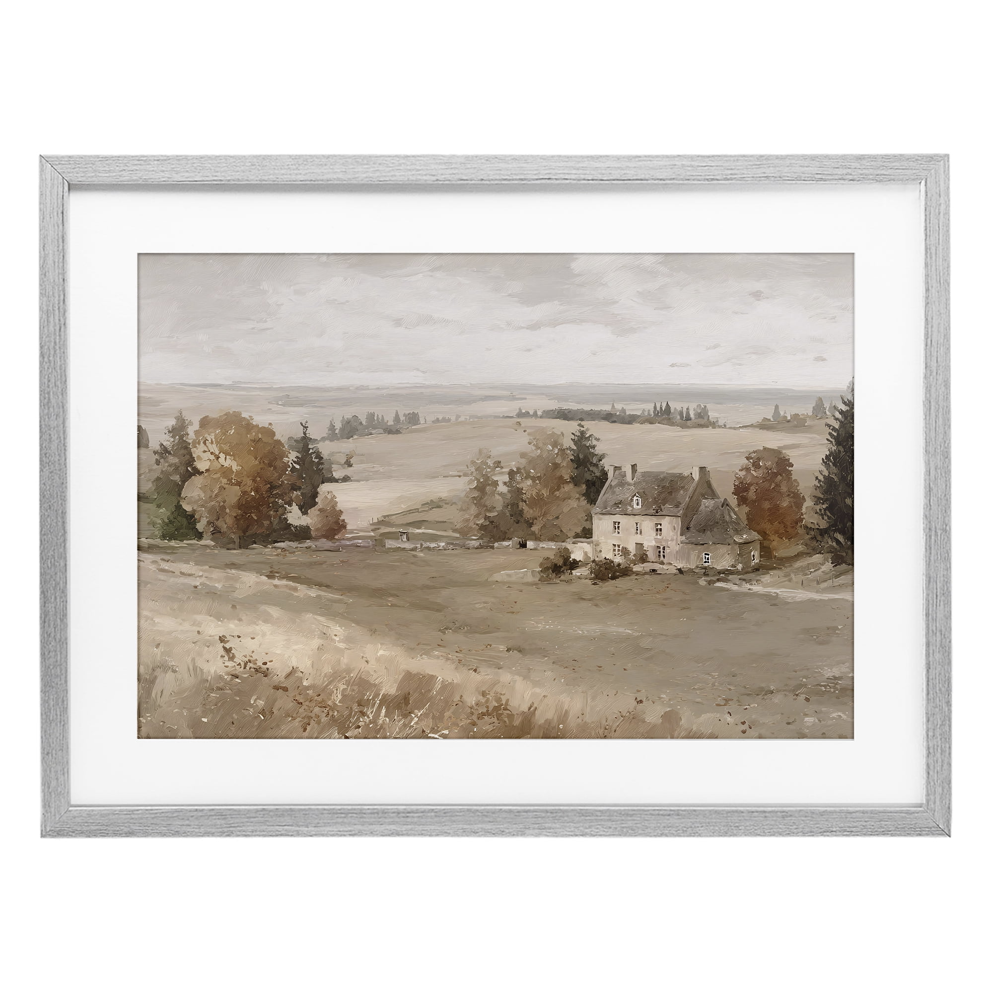 Stupell Industries Quaint Cottage in Countryside Gray Framed Print Under Glass, design by Jacky Ngan