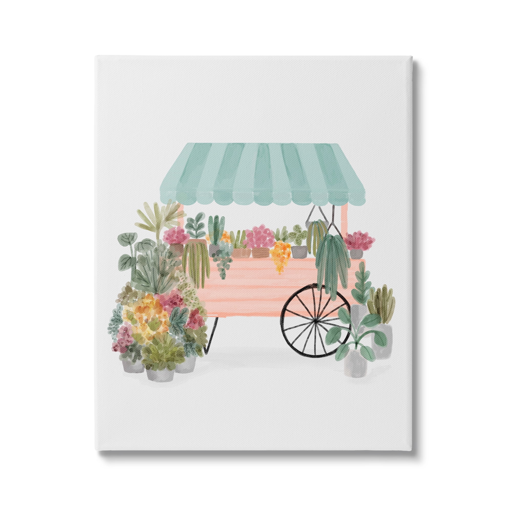 Stupell Industries Quaint Floral Succulents Potted Plants Wagon Canopy Canvas Wall Art, 36 x 48, Design by Nina Muis Surface Design