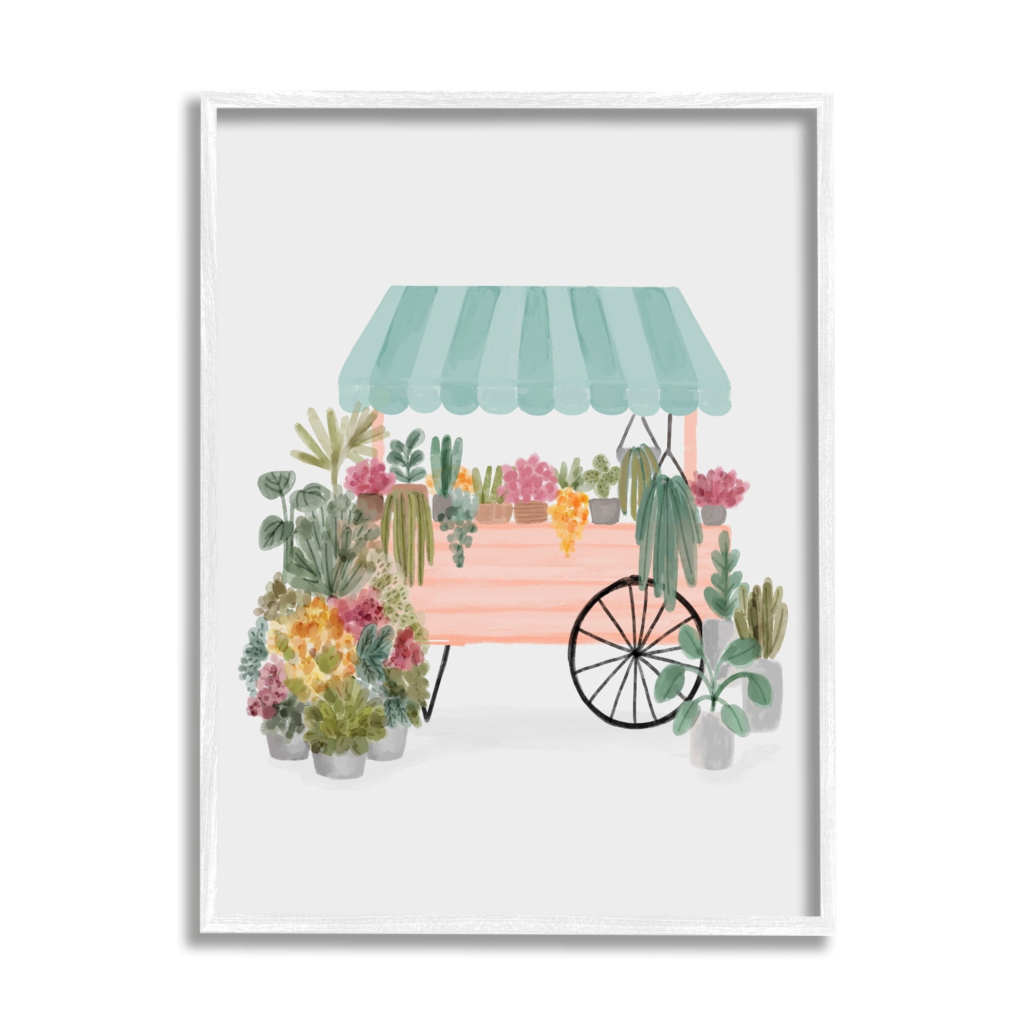 Stupell Industries Quaint Floral Succulents Potted Plants Wagon Canopy Framed Wall Art, 16 x 20, Design by Nina Muis Surface Design