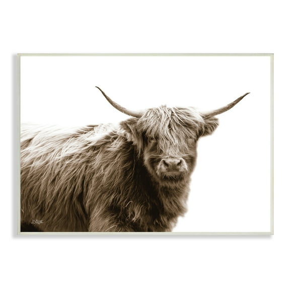 Stupell Industries Quaint Longhorn Cattle Country Animal Photography Wood Wall Art, 15 x 10, Design by Donnie Quillen