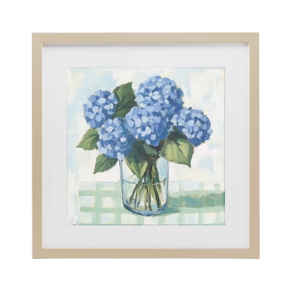 Stupell Industries Shabby Chic Quaint Picnic Hydrangeas Birch Framed Print Under Glass, 16 x 16, by Petals Prints Design