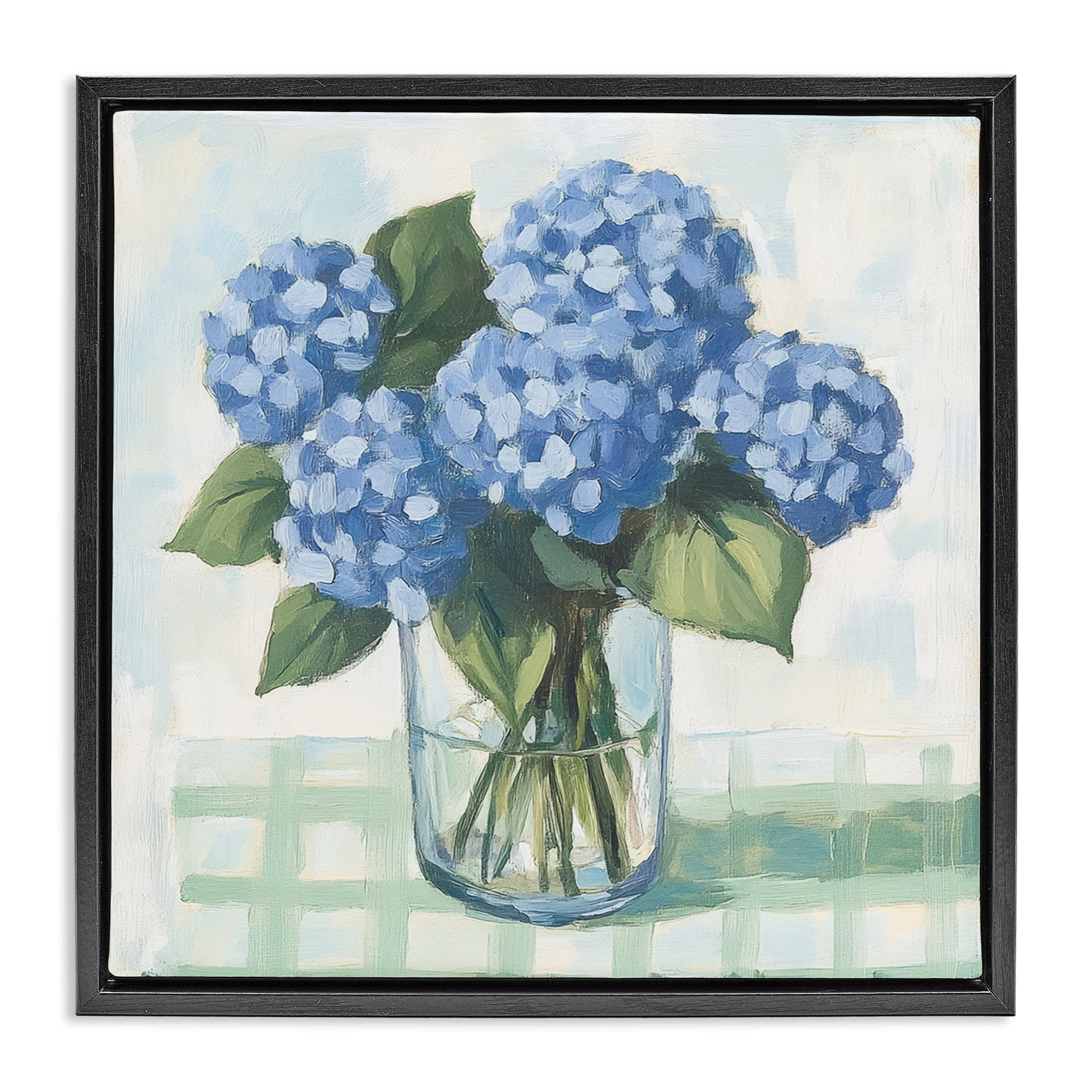Stupell Industries Quaint Picnic Hydrangeas Black Framed Floater Canvas Wall Art, design by Petal Prints Design