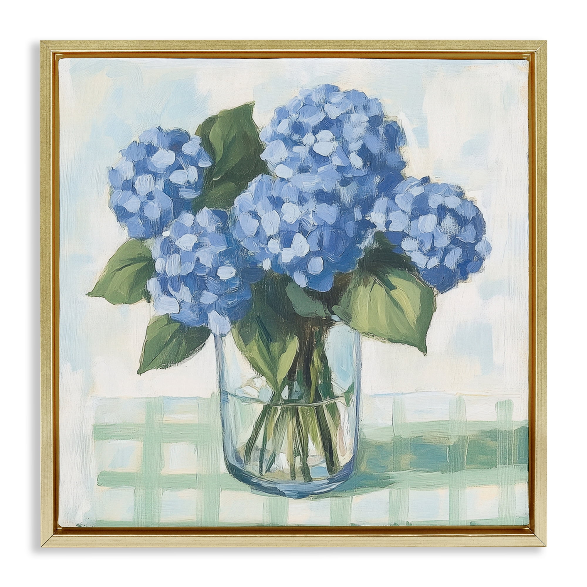 Stupell Industries Quaint Picnic Hydrangeas Gold Framed Floater Canvas Wall Art, design by Petal Prints Design
