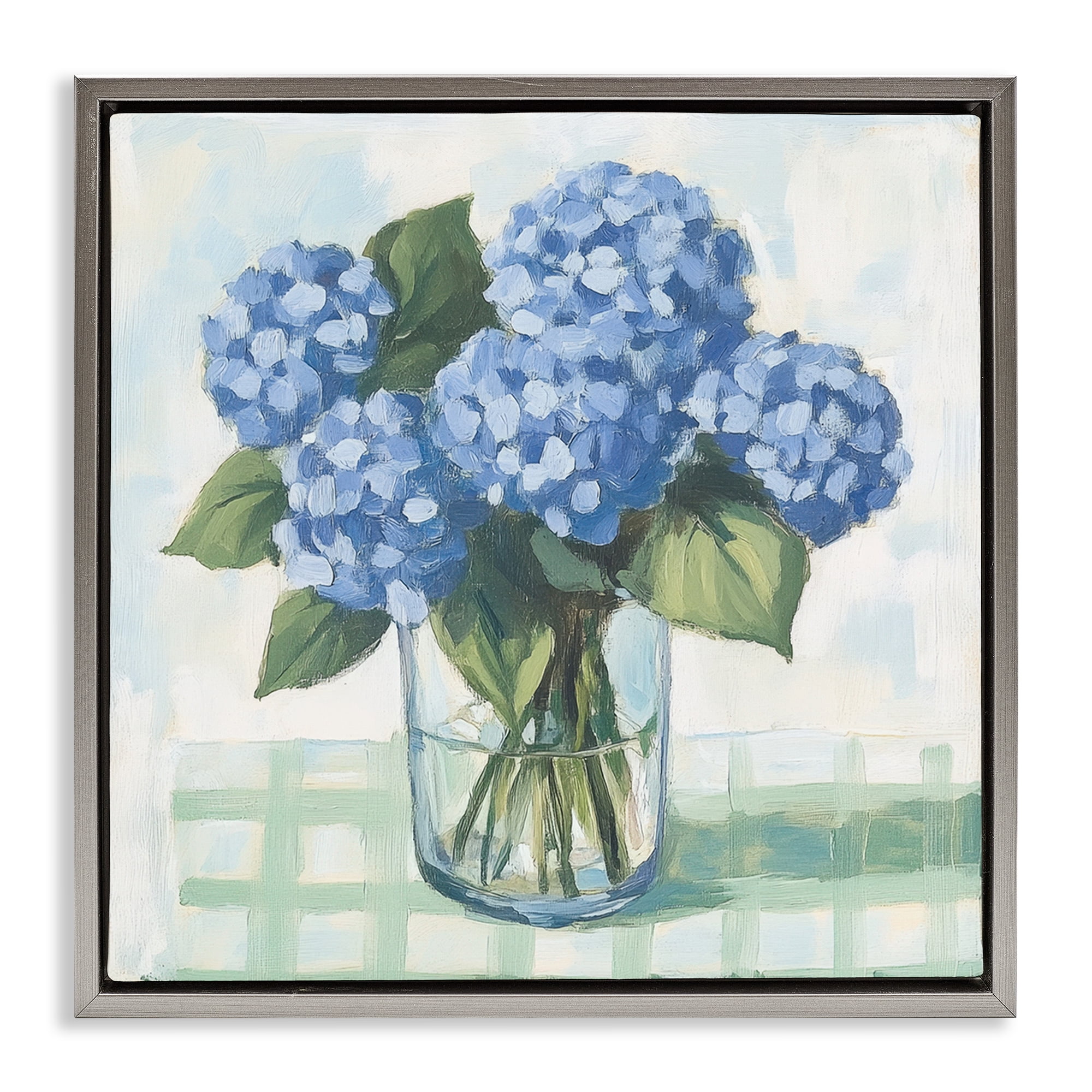 Stupell Industries Quaint Picnic Hydrangeas Gray Framed Floater Canvas Wall Art, design by Petal Prints Design