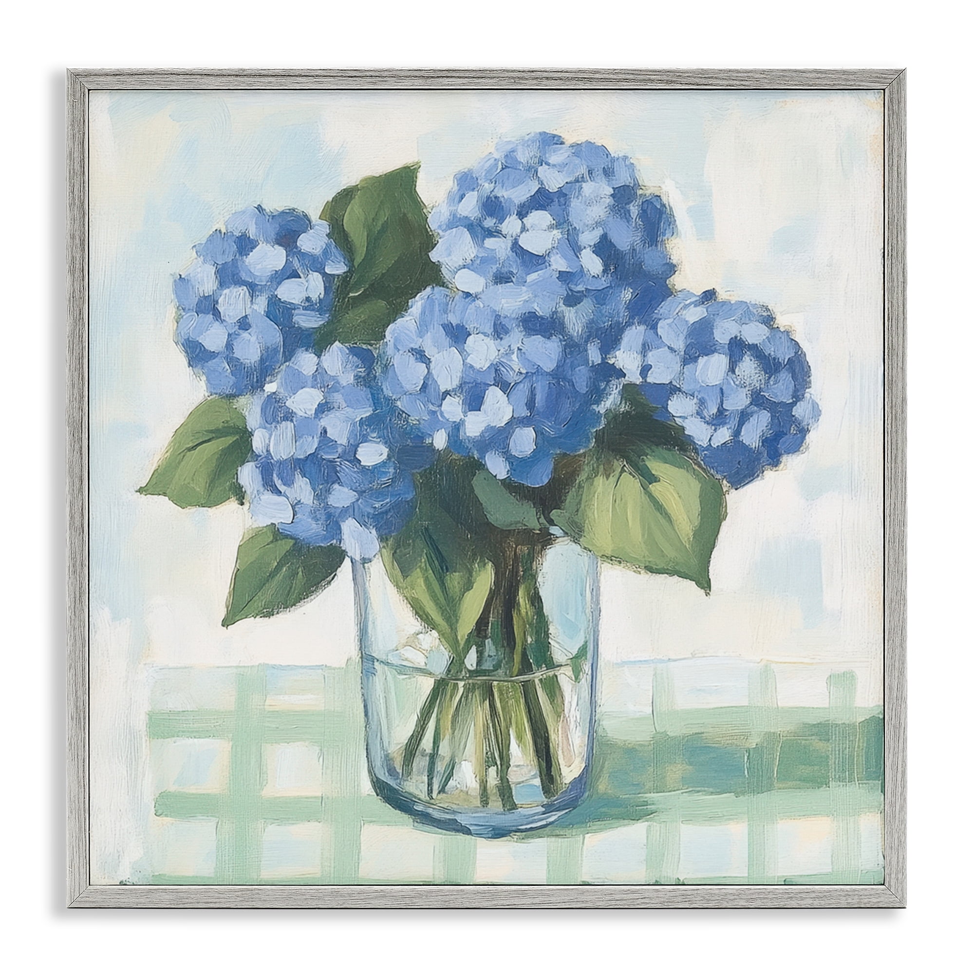 Stupell Industries Quaint Picnic Hydrangeas Gray Framed Giclee Art, design by Petal Prints Design