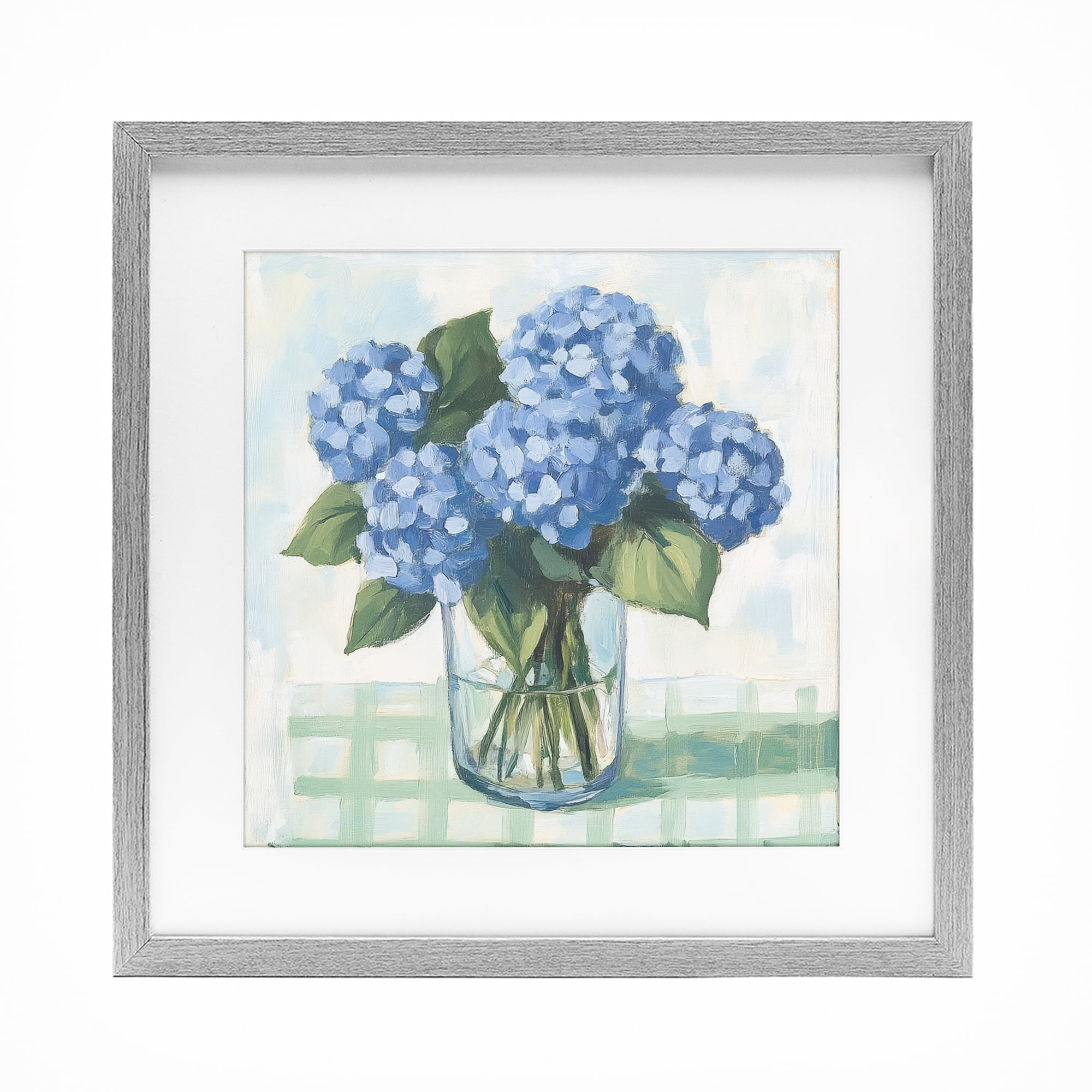 Stupell Industries Quaint Picnic Hydrangeas Gray Framed Print Under Glass, design by Petal Prints Design