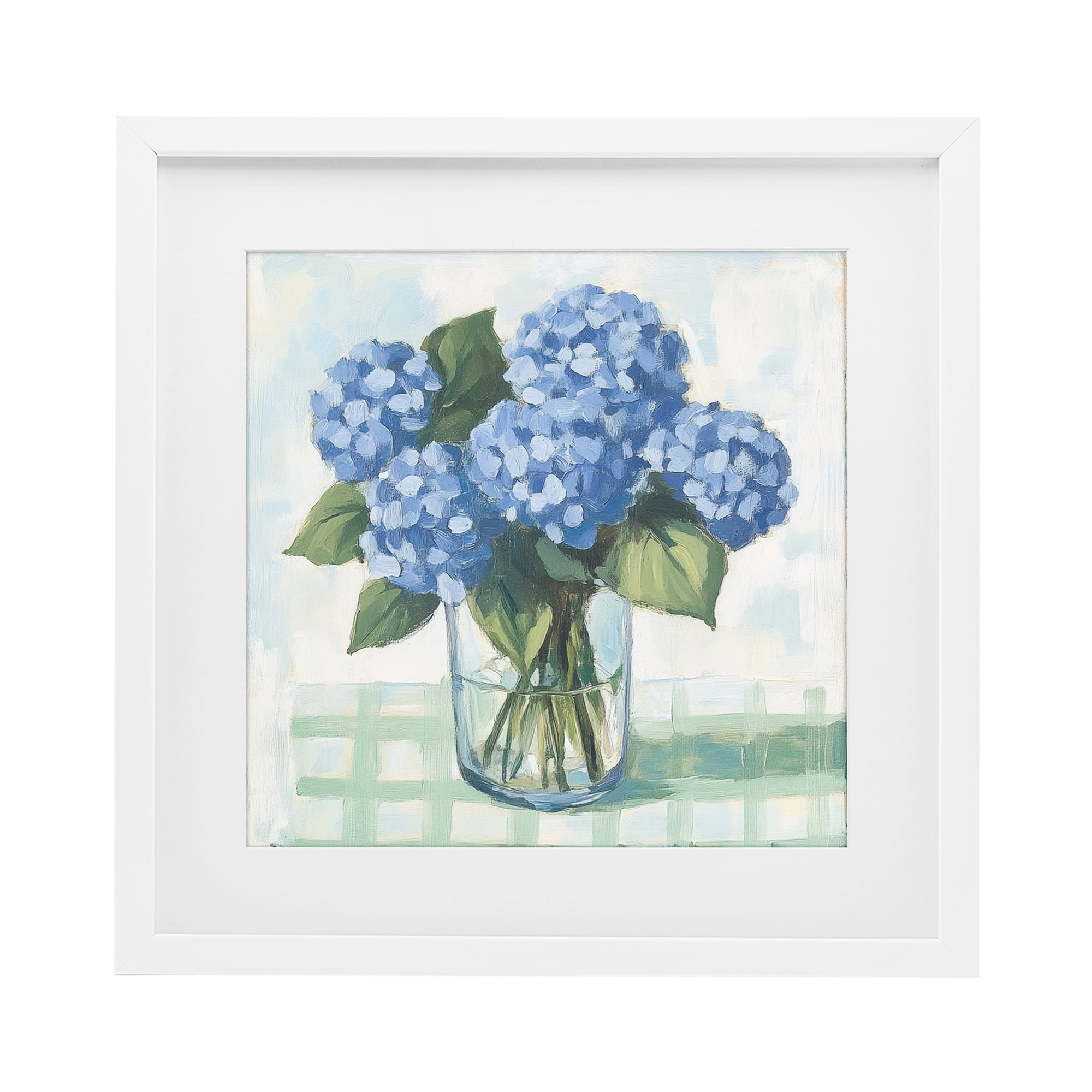 Stupell Industries Quaint Picnic Hydrangeas White Framed Print Under Glass, design by Petal Prints Design