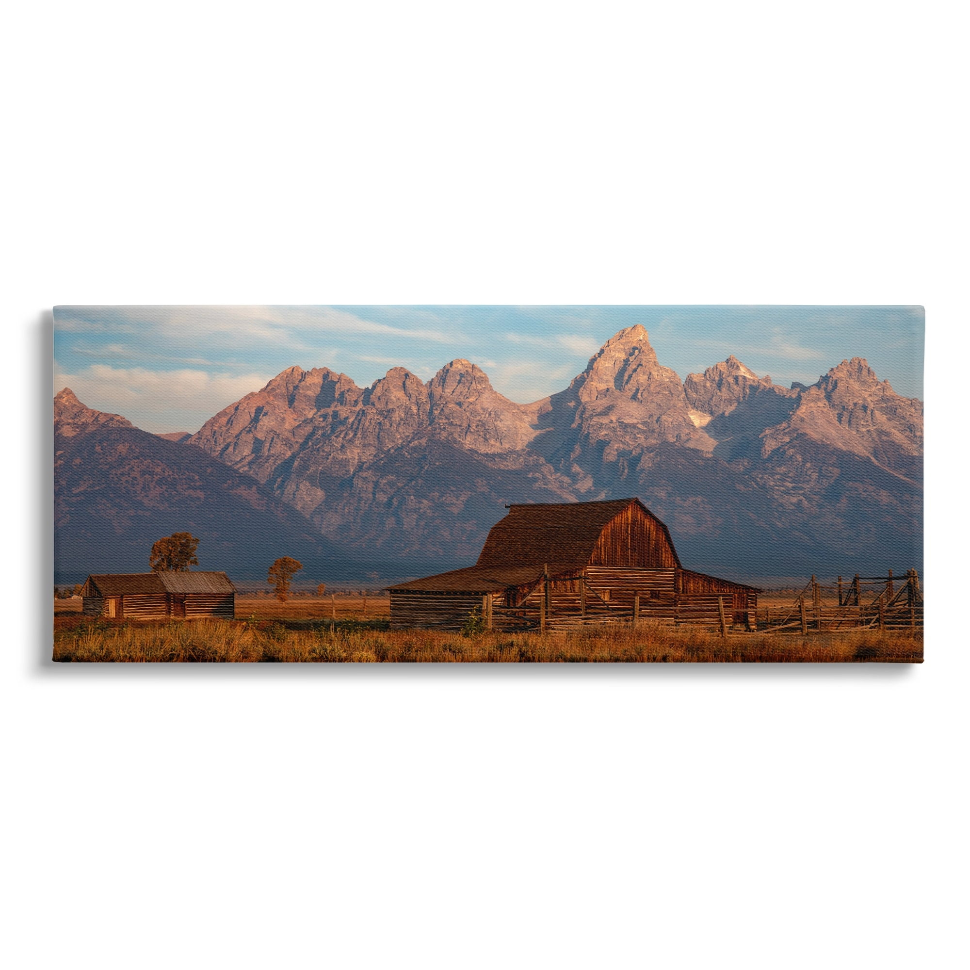 Stupell Industries Quaint Red Barn Detailed Mountainous Farm Landscape Canvas Wall Art, 40 x 17, Design by Daniel Sproul