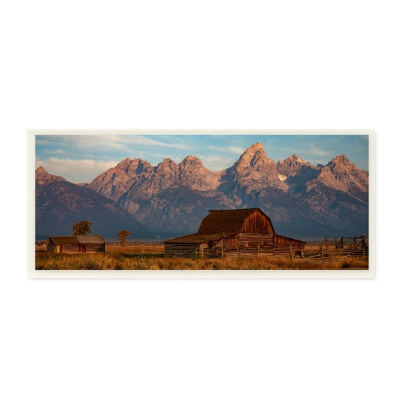Stupell Industries Quaint Red Barn Detailed Mountainous Farm Landscape Wood Wall Art, 17 x 7, Design by Daniel Sproul
