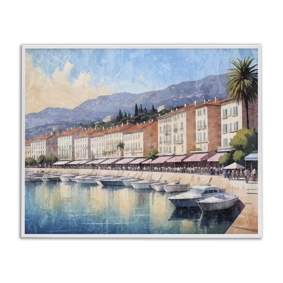 Stupell Industries Traditional Quaint Seaside Marina White Framed Giclee Art, 30 x 24, by Kim Allen