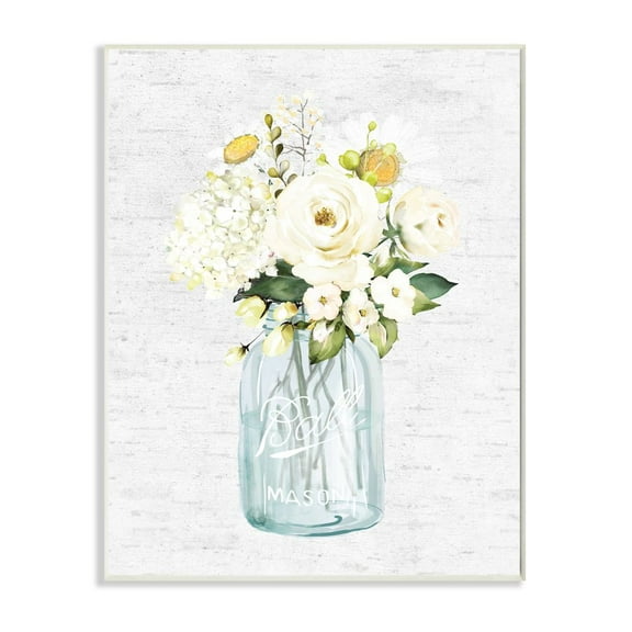 Stupell Industries Quaint Spring Floral Bouquet in Simple Blue Jar Graphic Art Unframed Art Print Wall Art, 13x19, by Lettered and Lined