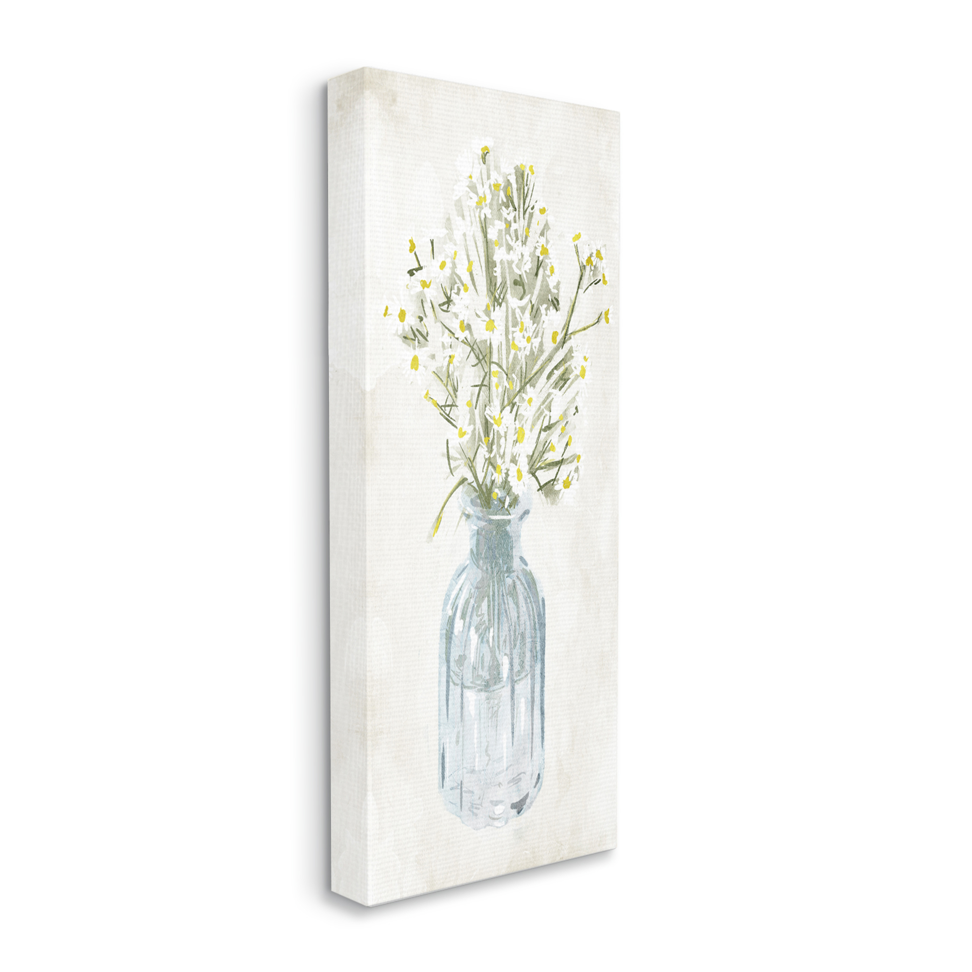 Stupell Industries Quaint White Daisies in Blue Glass Jar Canvas Wall Art by Milli Villa