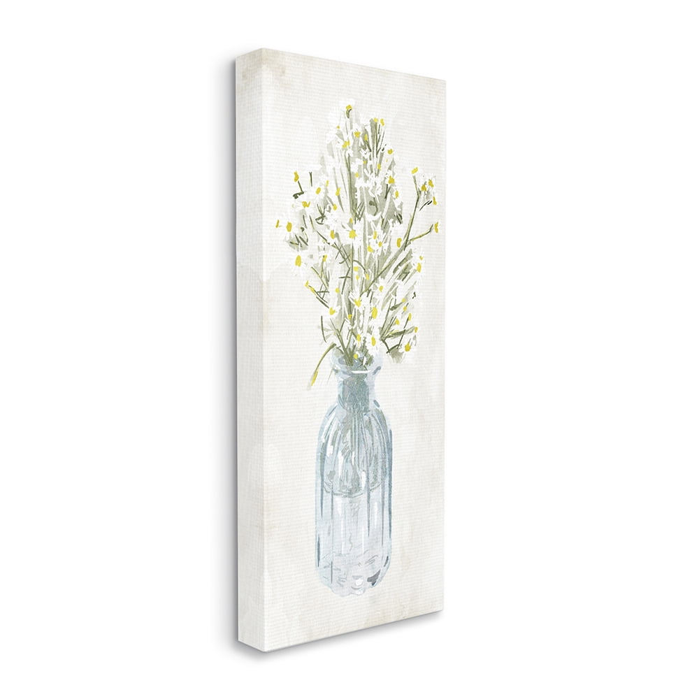 Stupell Industries Quaint White Daisies in Blue Glass Jar Canvas Wall Art by Milli Villa