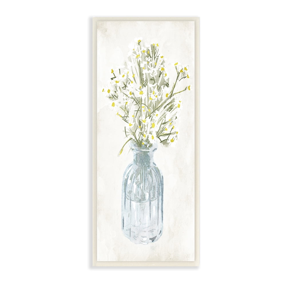 Stupell Industries Quaint White Daisies in Blue Glass Jar Wall Plaque by Milli Villa