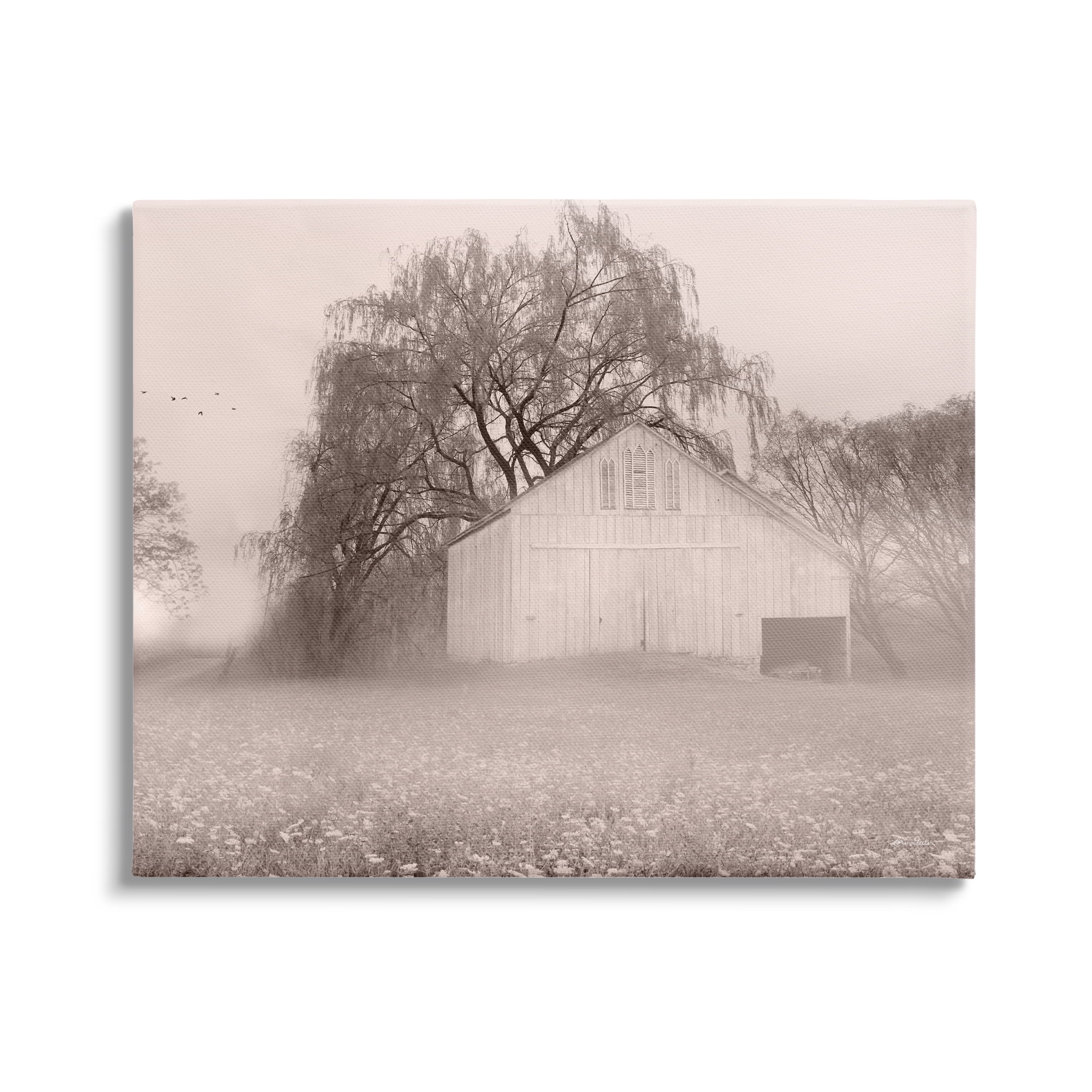 Stupell Industries Quaint Wildflower Meadow Countryside Barn Farmland Fog Photograph Gallery Wrapped Canvas Print Wall Art, Design by Lori Deiter