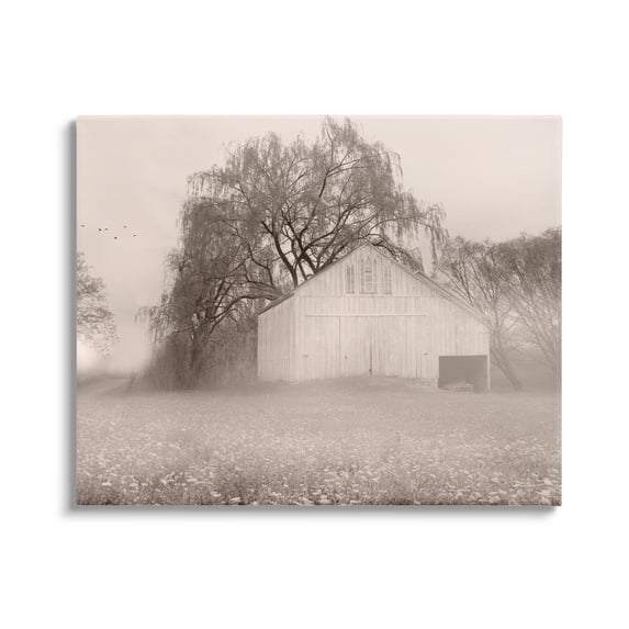 Stupell Industries Quaint Wildflower Meadow Countryside Barn Farmland Fog Photograph Gallery Wrapped Canvas Print Wall Art, Design by Lori Deiter