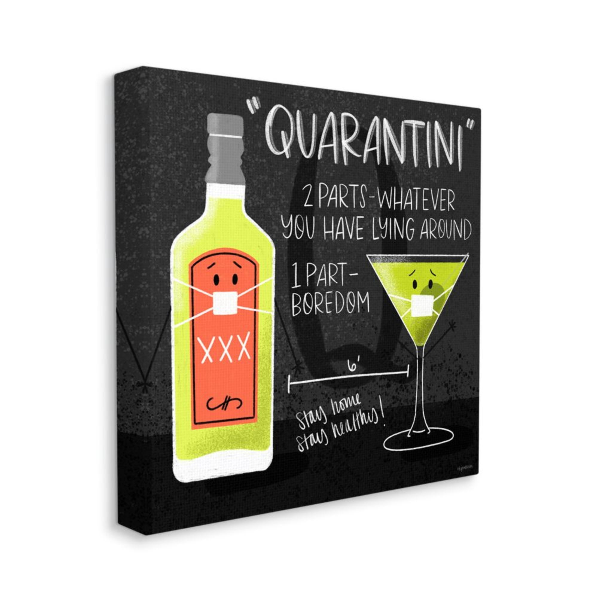 Stupell Industries Quarantini Recipe Covid Lime Green Bottle Cocktail Design by Kyra Brown, 24" x 24"