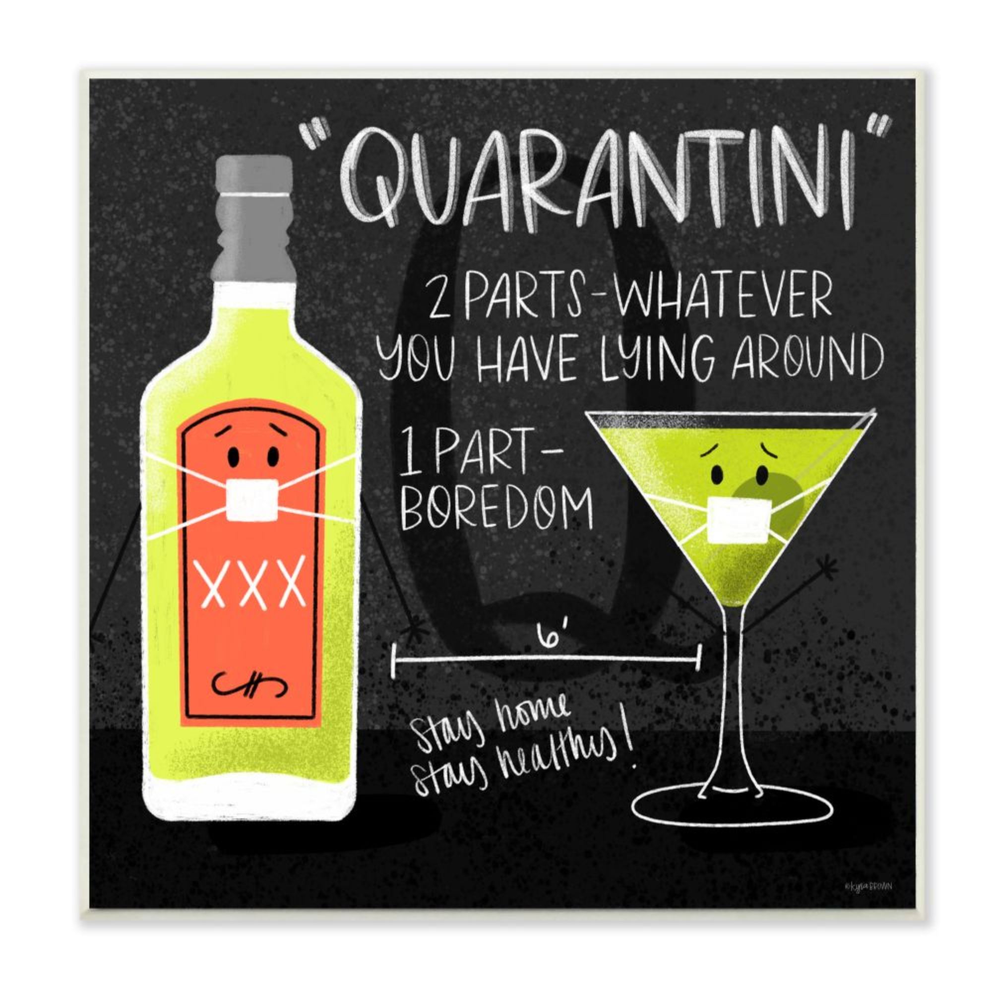 Stupell Industries Quarantini Recipe Covid Lime Green Bottle Cocktail Design by Kyra Brown