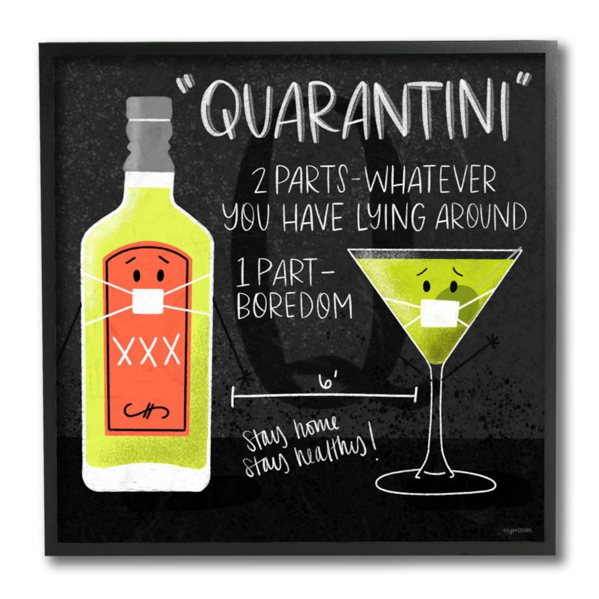 Stupell Industries Quarantini Recipe Covid Lime Green Bottle Cocktail Design by Kyra Brown