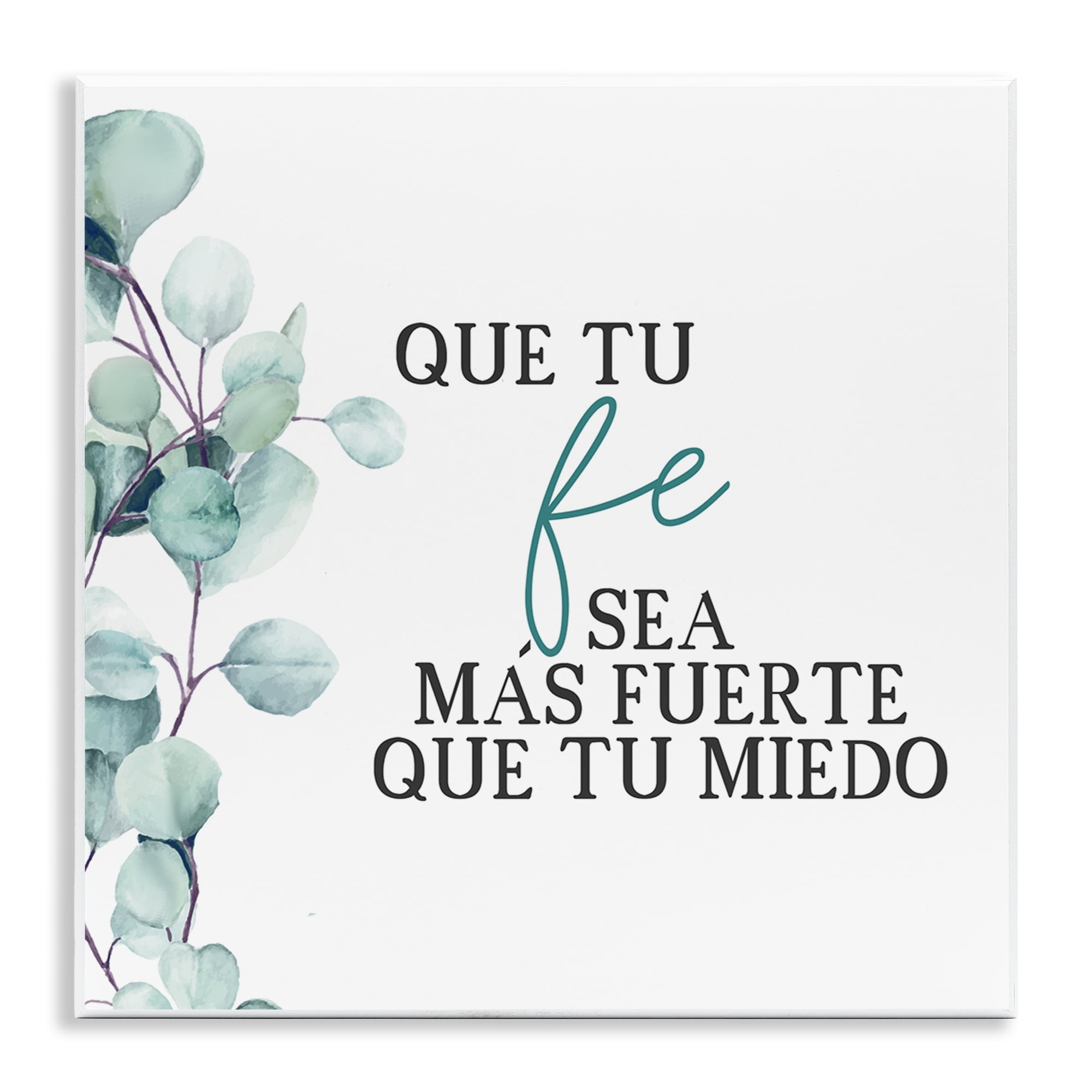Stupell Industries Que Tu Fe Sea Más Fuerte Religious Quotes and Sayings Painting Unframed Art Print Wall Art, 12 x 12