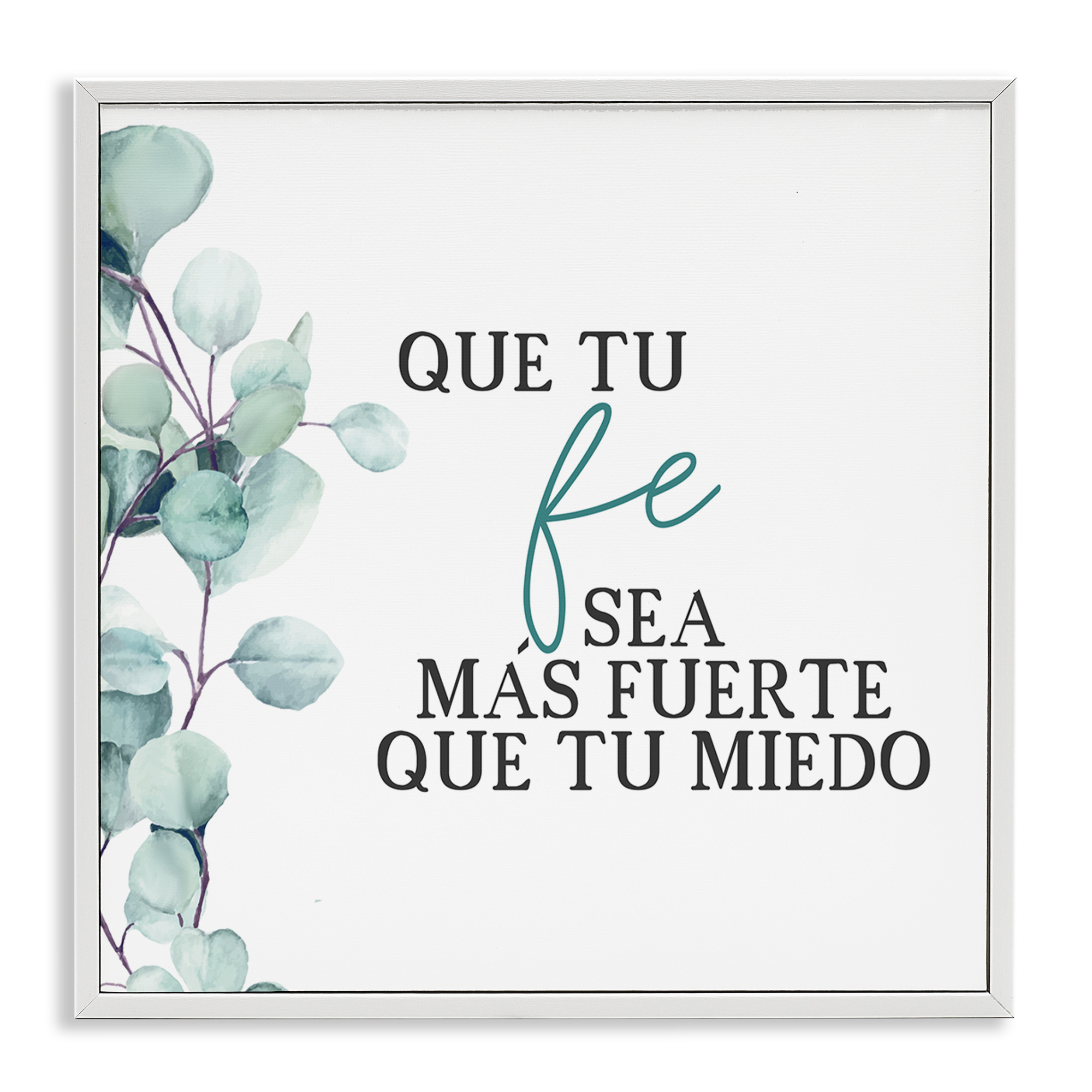 Stupell Industries Que Tu Fe Sea Más Fuerte Religious Quotes and Sayings Painting White Framed Art Print Wall Art, 12 x 12